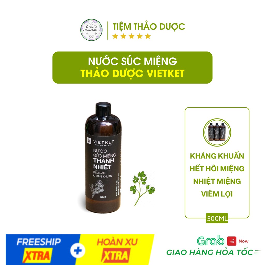 Nước súc miệng Tiệm Thảo Dược Xanh ngăn ngừa hôi miệng, khỏi lo chảy máu chân răng, viêm lợi dung tích 500 ml