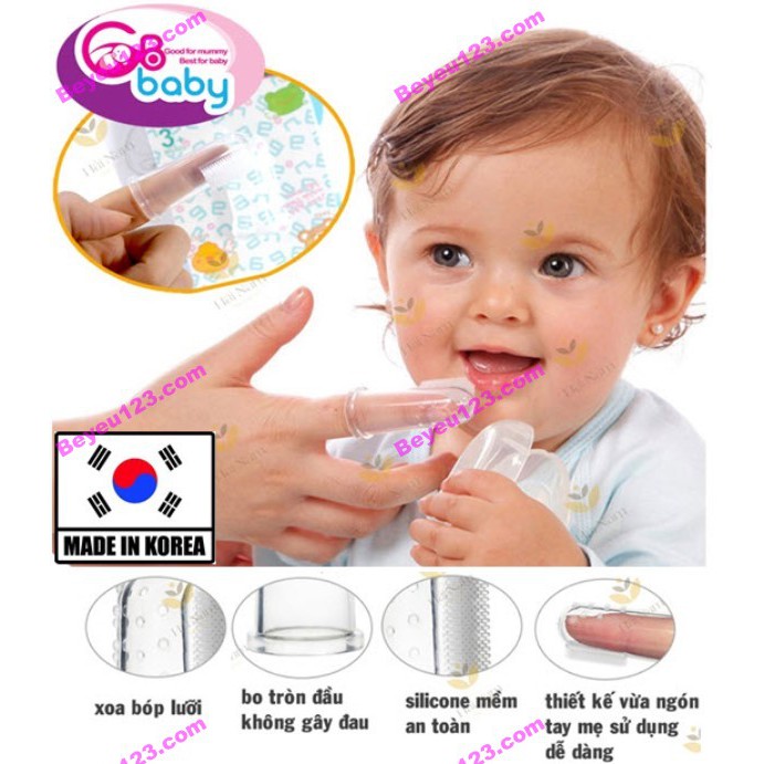 Bàn chải đánh răng silicone mềm xỏ ngón , rơ lưỡi Kèm hộp đựng GB BABY - Vệ sinh răng miệng cho bé