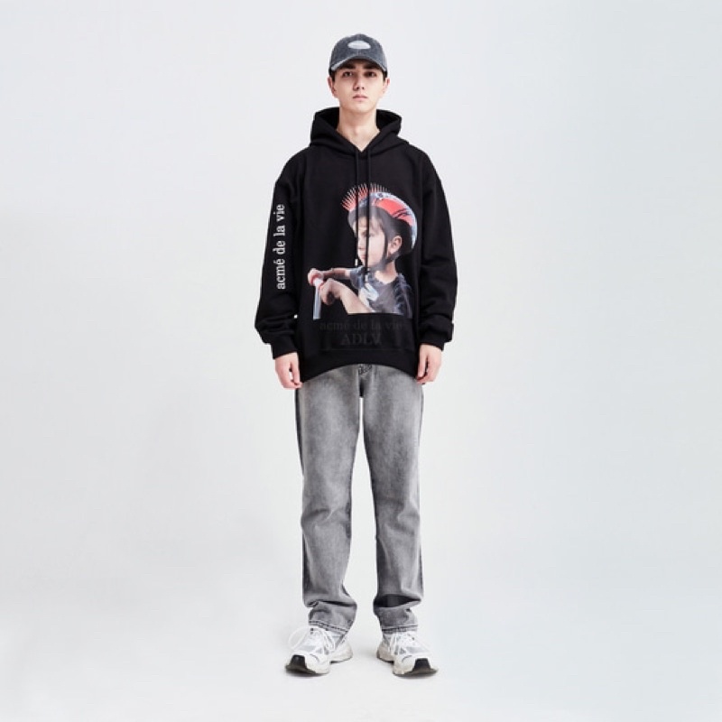 [Nỉ bông cao cấp] Áo hoodie ADLV in hình bé tập đi xe