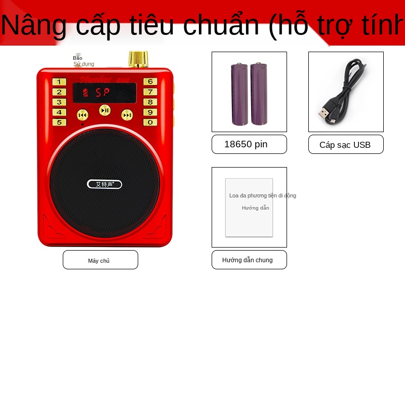 Bộ khuếch đại Bluetooth Loa, thẻ cắm di động, âm thanh nhỏ, radio cho người lớn tuổi, hướng dẫn viên lớp học đặc biệt on