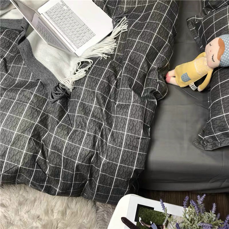 [RẺ VÔ ĐỊCH] Bộ chăn ga gối ga giường cotton poly Hàn Quốc mẫu kẻ dạ mới nhất - Ngân Khánh Bedding drap giường