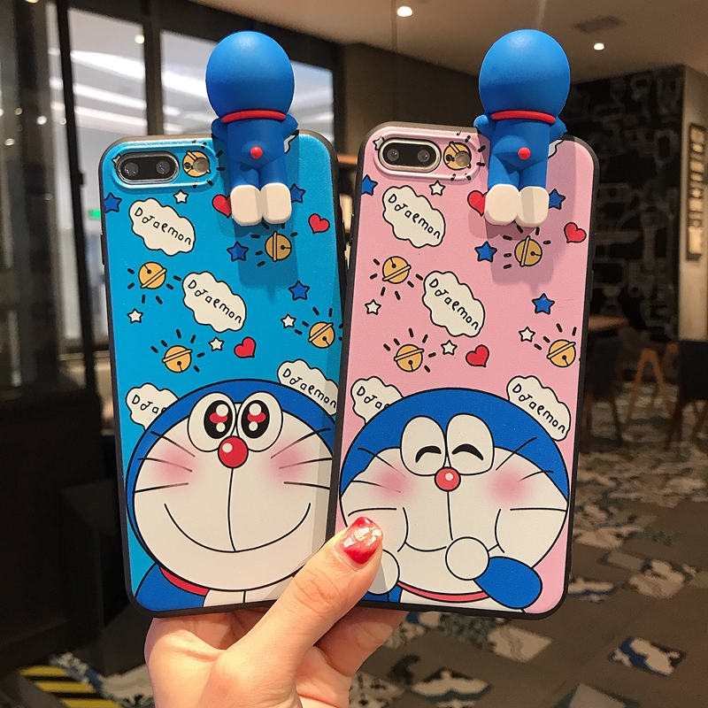 Ốp điện thoại nhựa dẻo in Doraemon có iRing và dây đeo cho OPPO F11 Pro F9 F7 F5 F1s F1 Plus A7 A5s A3S A71 A57 A39 A37