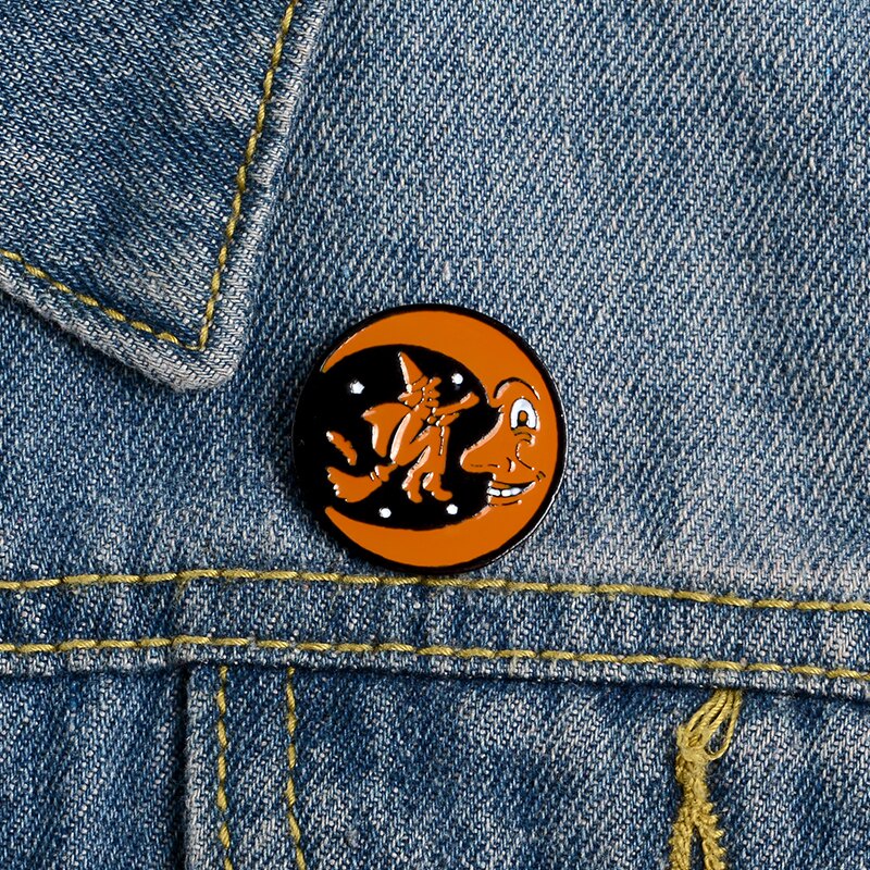 Ghim Cài Áo Hình Phù Thủy Mặt Trăng Cười Cho Halloween