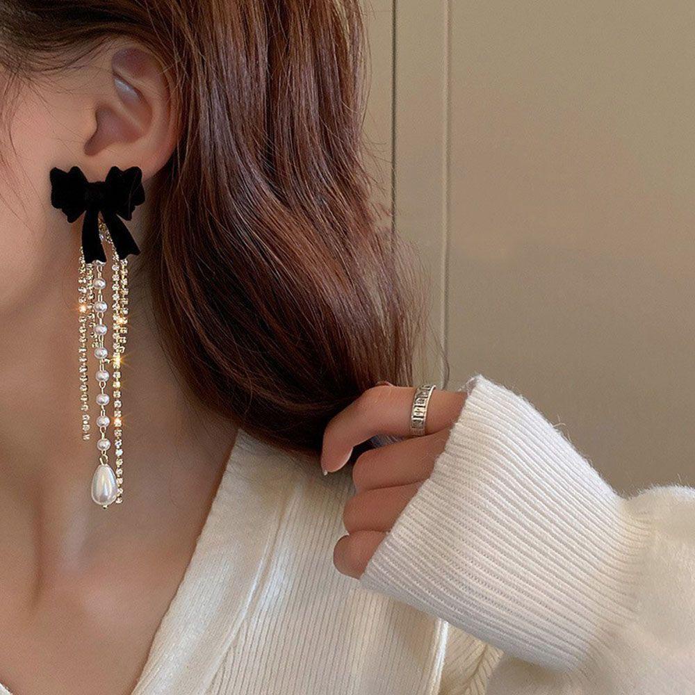 Bông Tai Dáng Dài Đính Nơ Xinh Xắn Thời Trang Cho Nữ 1