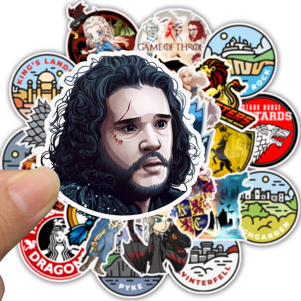 Bộ 50 Sticker Games Of Thrones Dán Trang Trí Macbook Vali, Mũ Bảo Hiểm, Điện Thoại, Laptop