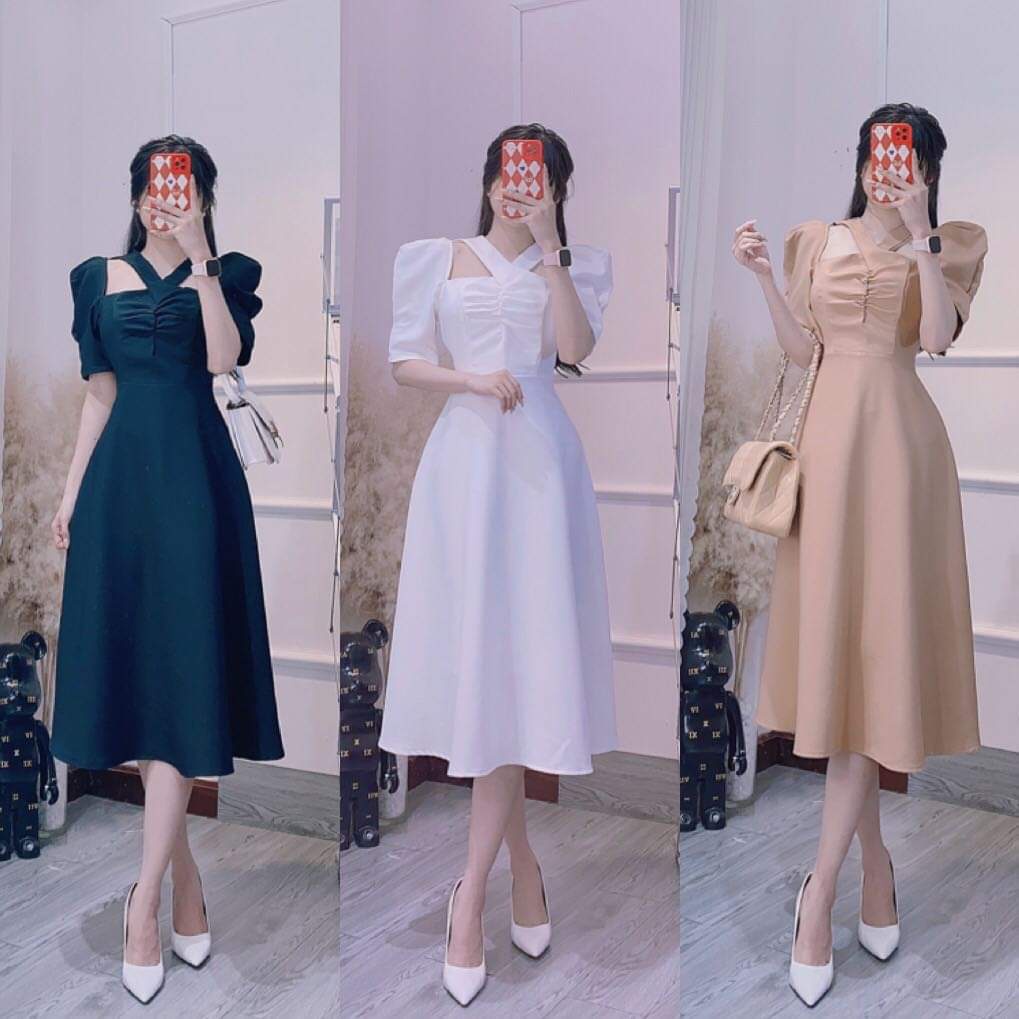 ĐẦM NỮ ĐẦM ĐI TIỆC CHÉO NHÚNG NGỰC SANG CHẢNH ĐI CHƠI ĐI LÀM ĐỀU ĐƯỢC VỚI MÀU ĐEN TRẮNG NU