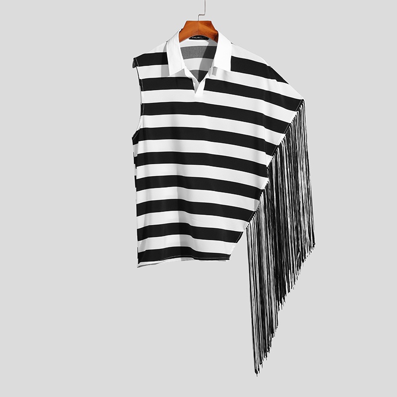 Incerun Áo Sơ Mi Không Tay Viền Tua Rua Kiểu Cách Thường Ngày Cho Nam Dự Tiệc