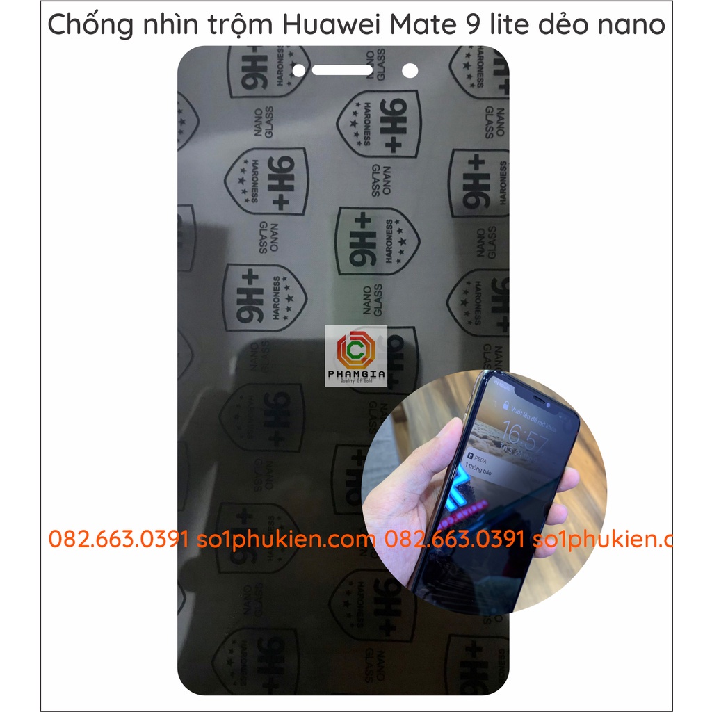 Dán cường lực chống nhìn trộm Huawei Mate 9 lite / Mate 20 dẻo nano