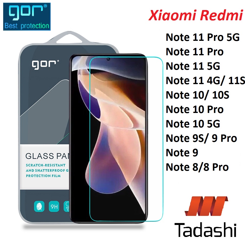 Kính Cường Lực GOR Redmi Note 10/10 5G/ 10 Pro/ Note 9S/ 9Pro/ 9Pro 5G/ Note 8/ 8 Pro Trong Suốt GOR 2.5D +