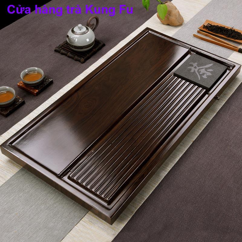 Khay trà gỗ nguyên khối gia dụng Bộ kung fu bàn đĩa đựng nước đơn giản nhỏ ghế tre