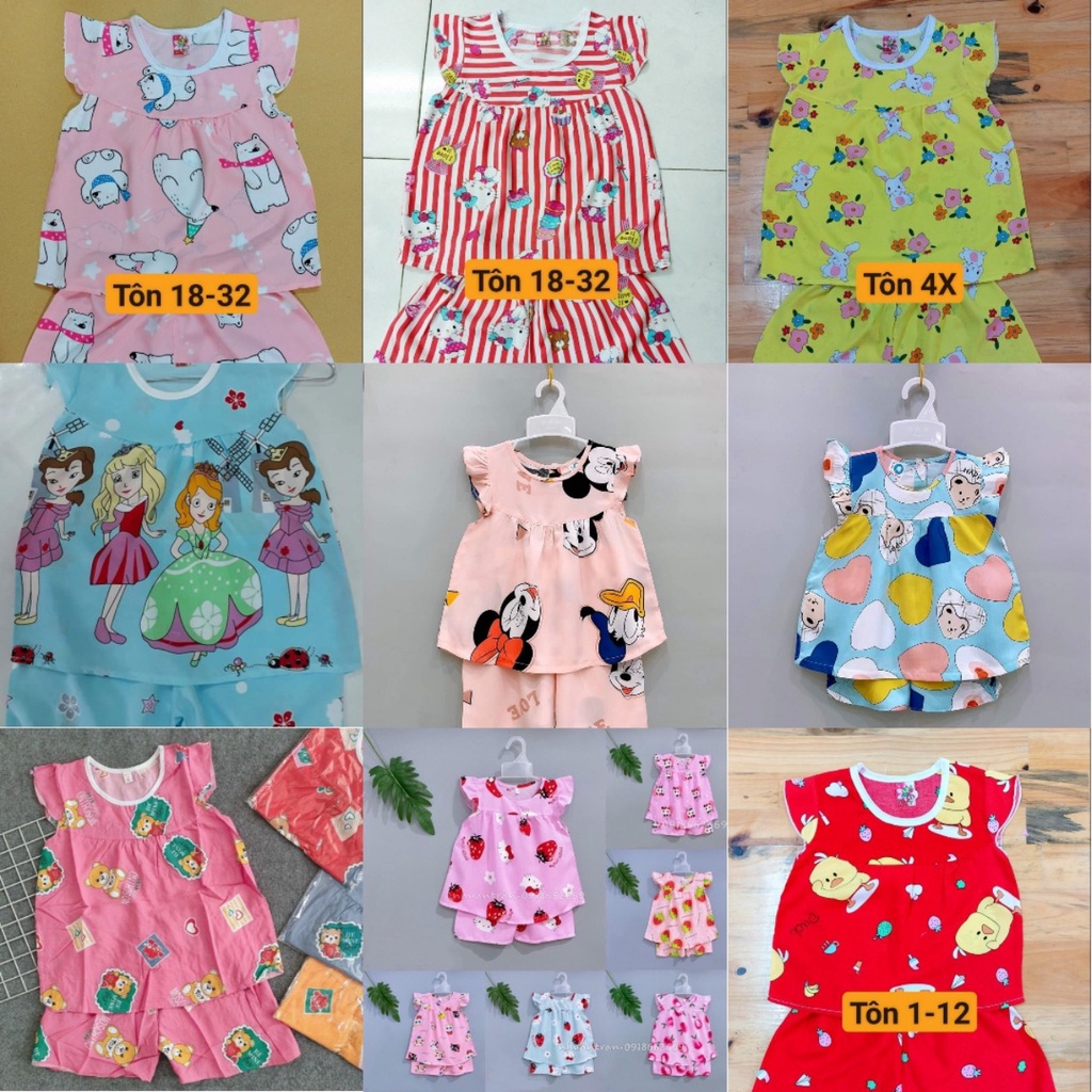 Combo 5 bộ ,combo 3 bộ tole lanh bé gái giao màu mẫu không trùng