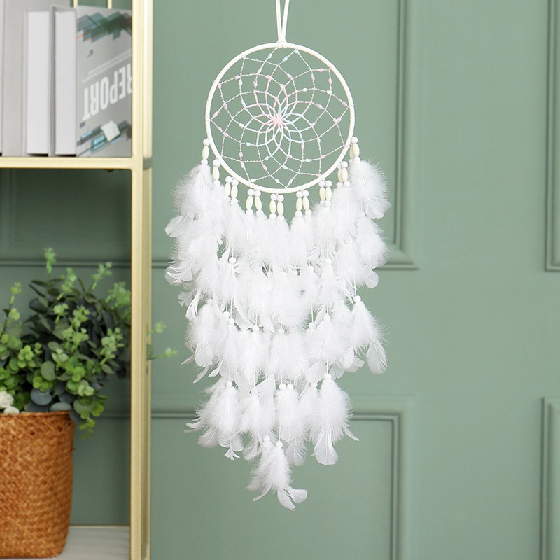 Chuông Gió Handmade Dreamcatcher đính lông vũ có đèn (chọn mẫu)