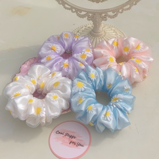 Đồ buộc tóc scrunchies hoa cúc 2 lớp🌼