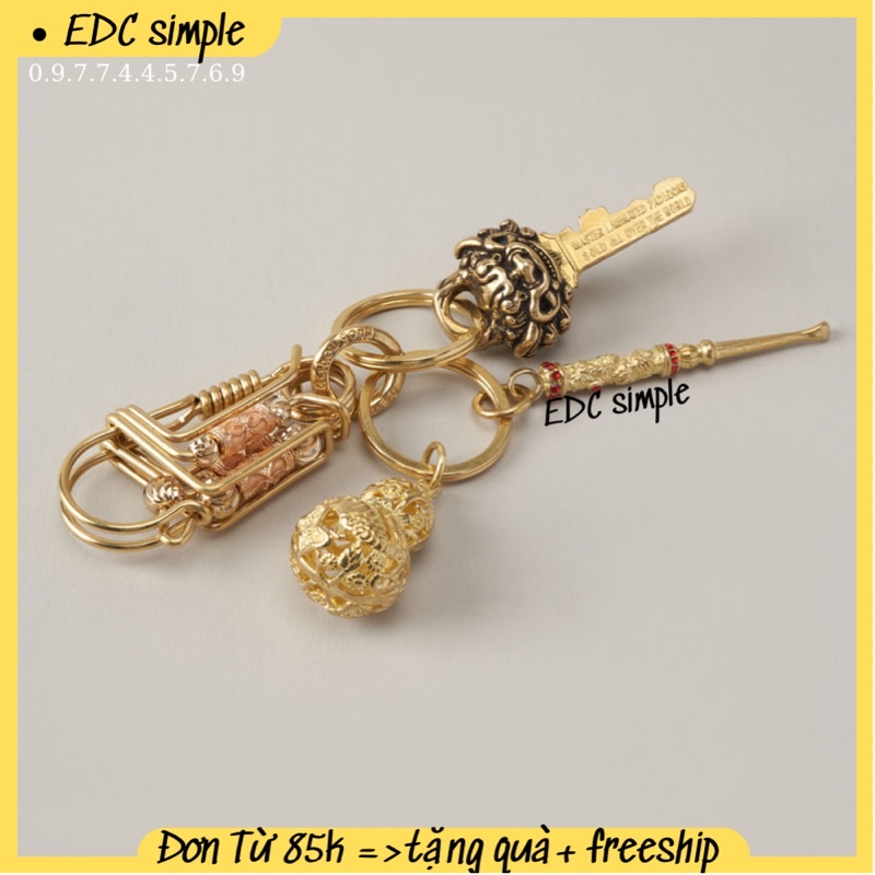 Móc khoá phong thuỷ tỳ hưu vàng ngậm ngọc cao cấp