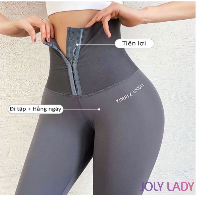 Quần legging latex có móc cài eo, giảm eo tạo dáng, mặc tập gym, định hình vóc dáng JoLy LaDy
