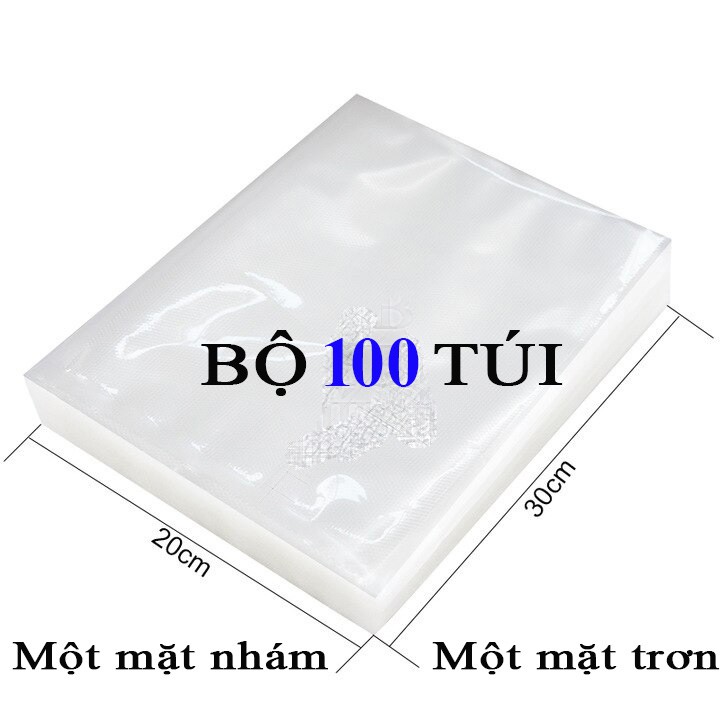 Bộ 100 Túi Một Mặt Nhám Hút Chân Không 20x30cm