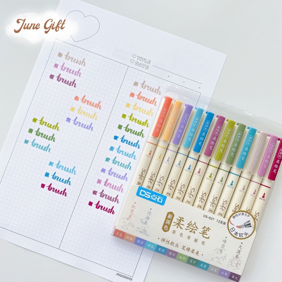 Bộ 3 bút brush sign pen bút viết calligraphy, bullet journal, trang trí sổ