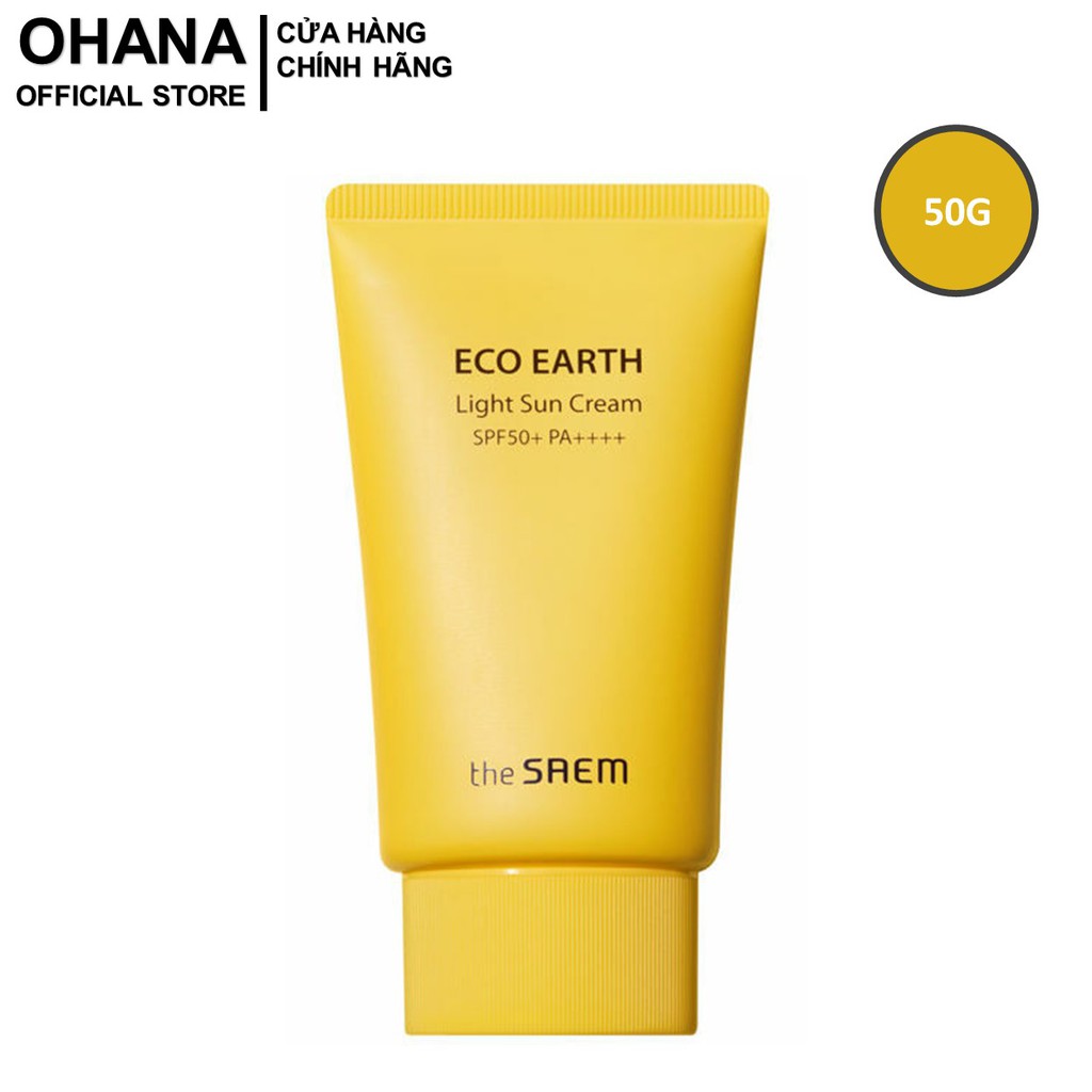 Kem Chống Nắng The SAEM Eco Earth Light Sun Cream SPF50+ PA++++ 50g - Vàng