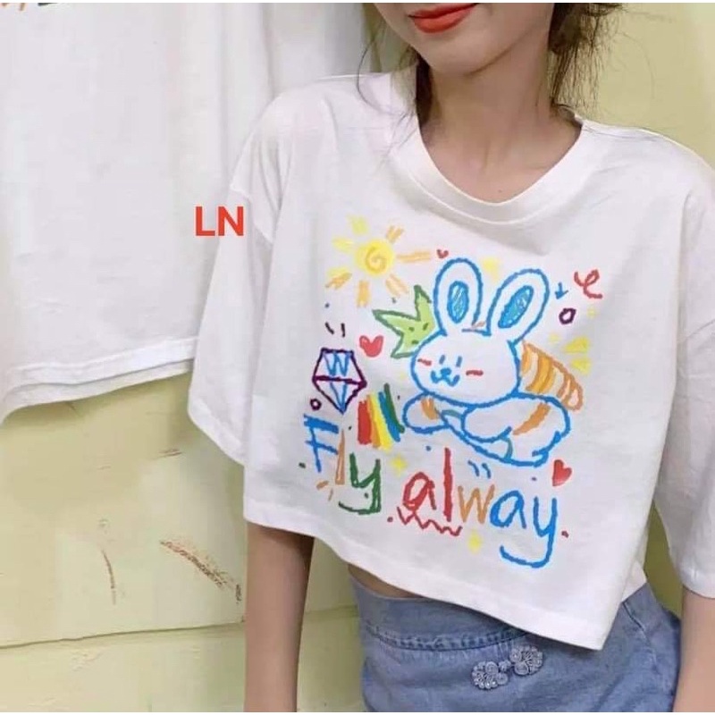 Áo croptop thỏ FLY alway ngắn tay LN11