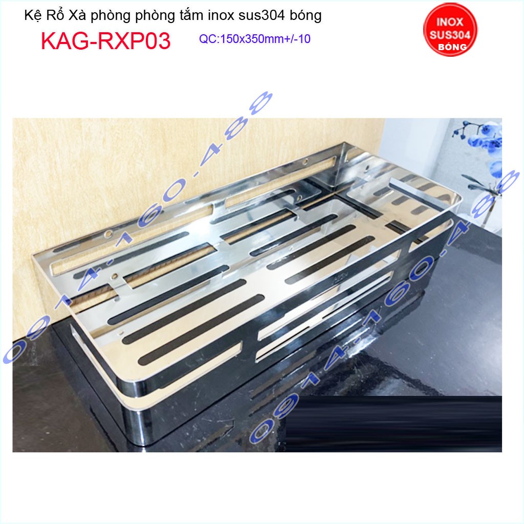 Kệ inox nhà tắm cao cấp Kacebath KAG-RXP03, kệ phòng tắm  35x15cm cao cấp inox dày  sử dụng tốt