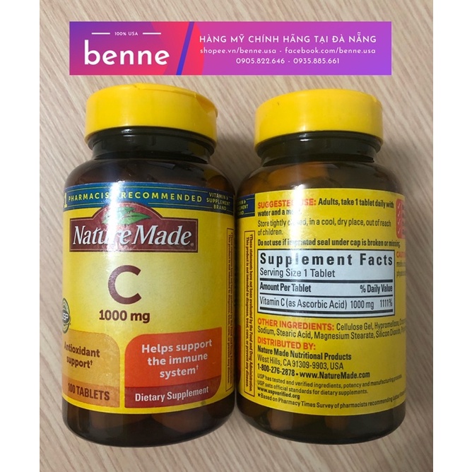 [USA air 🇺🇸] Viên Uống VITAMIN C Nature Made của Mỹ - Giúp Sáng Da và Tăng Cường Hệ Miễn Dịch | Thế Giới Skin Care