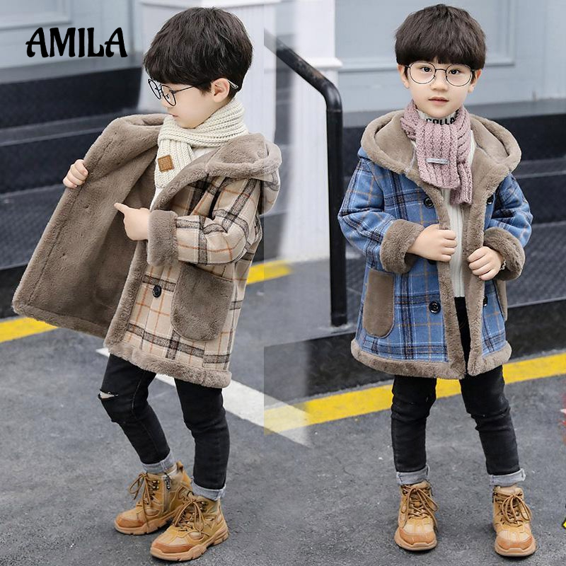 AMILA Áo Khoác Len Ấm Áp Mới Mẻ Cho Bé Trai