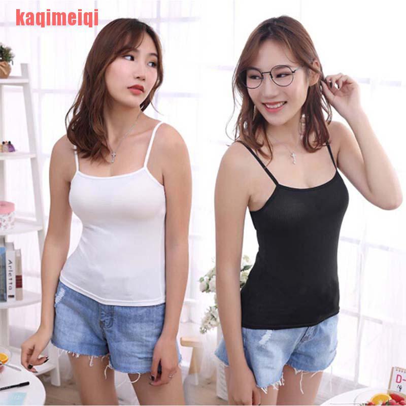 Áo Tank Top Hai Dây Cổ Tròn Màu Sắc Trơn Thời Trang Cho Nữ