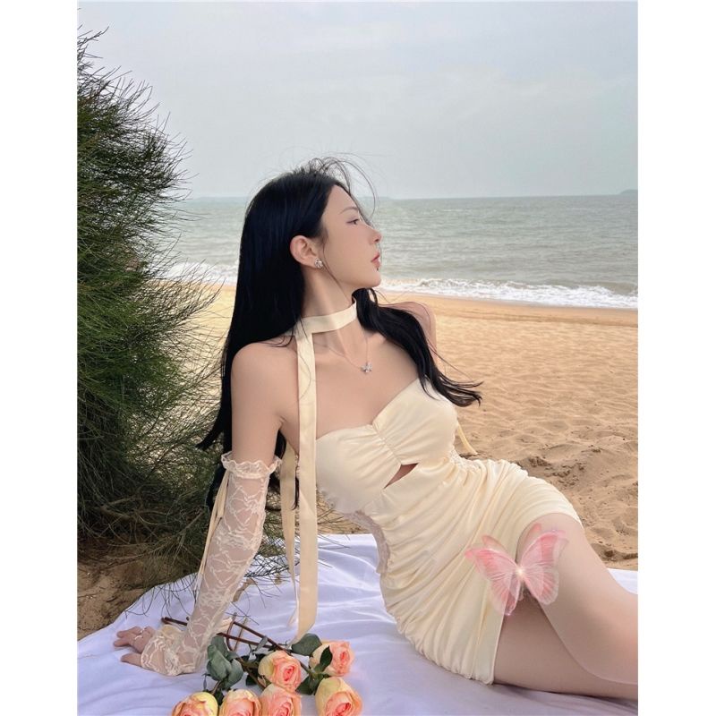 Đầm Ống Tay Áo Satin Phối Ren Gợi Cảm Thời Trang Mùa Hè Hàng Mới Dành Cho Bạn Nữ