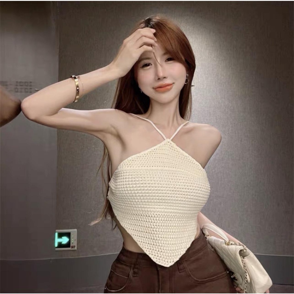 Áo Yếm Croptop Vạt Nhọn Pinkstore29, Dáng Ôm Hở Lưng Quyến Rũ A5416