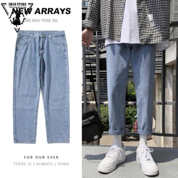 Quần jeans baggy nam nữ ống rộng màu xanh sky, style hàn quốc 2022 TR có big size