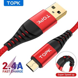 [GIÁ SỈ] Dây Cáp Sạc TOPK Đầu Ra Micro USB / Type C/ Lightning  Sạc Nhanh Dây Nylon Bện Dài 1m Chắc Chắn