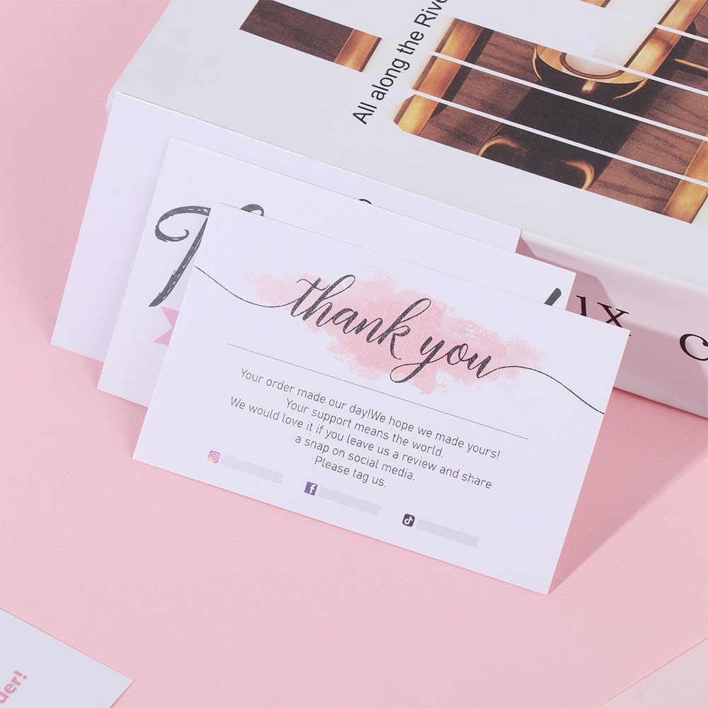 Bộ 30 Thẻ Bài &quot;Thank You For Your Order&quot; Màu Nước Hồng