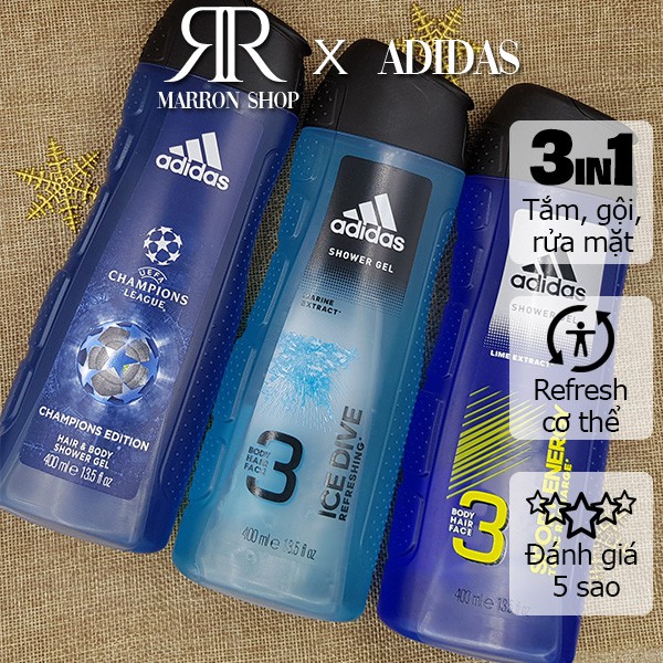 [Hàng Pháp] Sữa tắm nam 3 In 1 Adidas 400ml