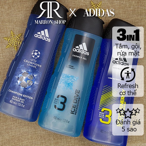 [Hàng Pháp] Sữa tắm nam 3 In 1 Adidas 400ml