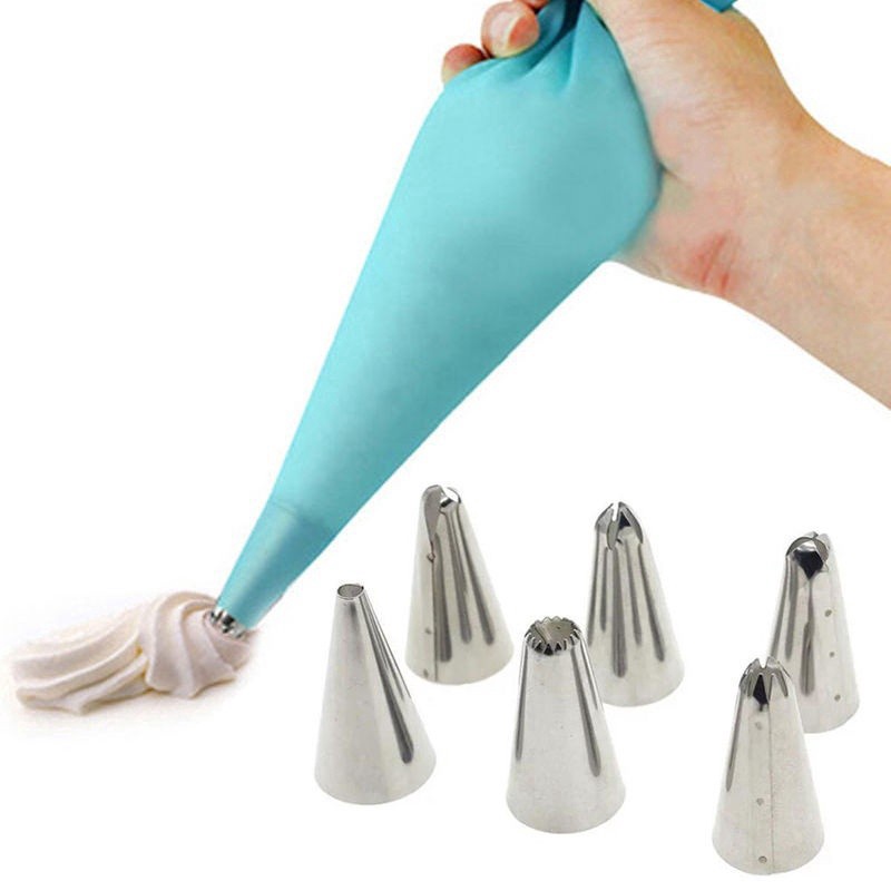 Set 6/24 đuôi bắt bông kem kèm túi silicon trang trí bánh