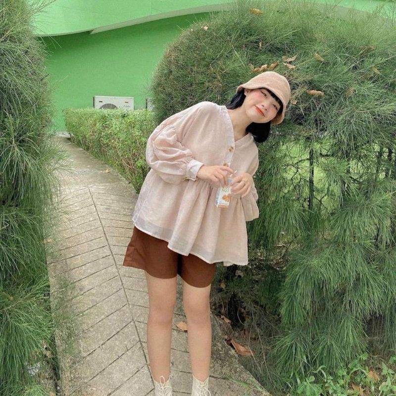 Áo babydoll cổ V ullzang