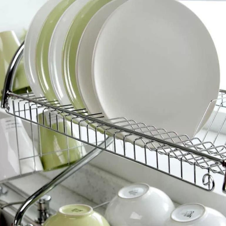 Kệ giá úp bát đĩa 2 tầng tiện ích. Có khay hứng nước. Chất liệu INOX cao cấp. Đầy đủ phụ kiện lắp dáp dễ dàng