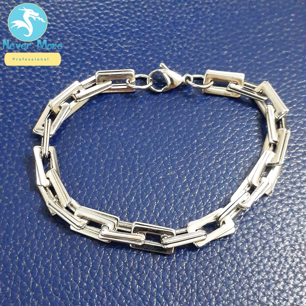 Lắc tay nam inox kiểu chữ nhật kép sáng đep, không đen, chọn size theo yêu cầu để thể hiện đẳng cấp phái mạnh