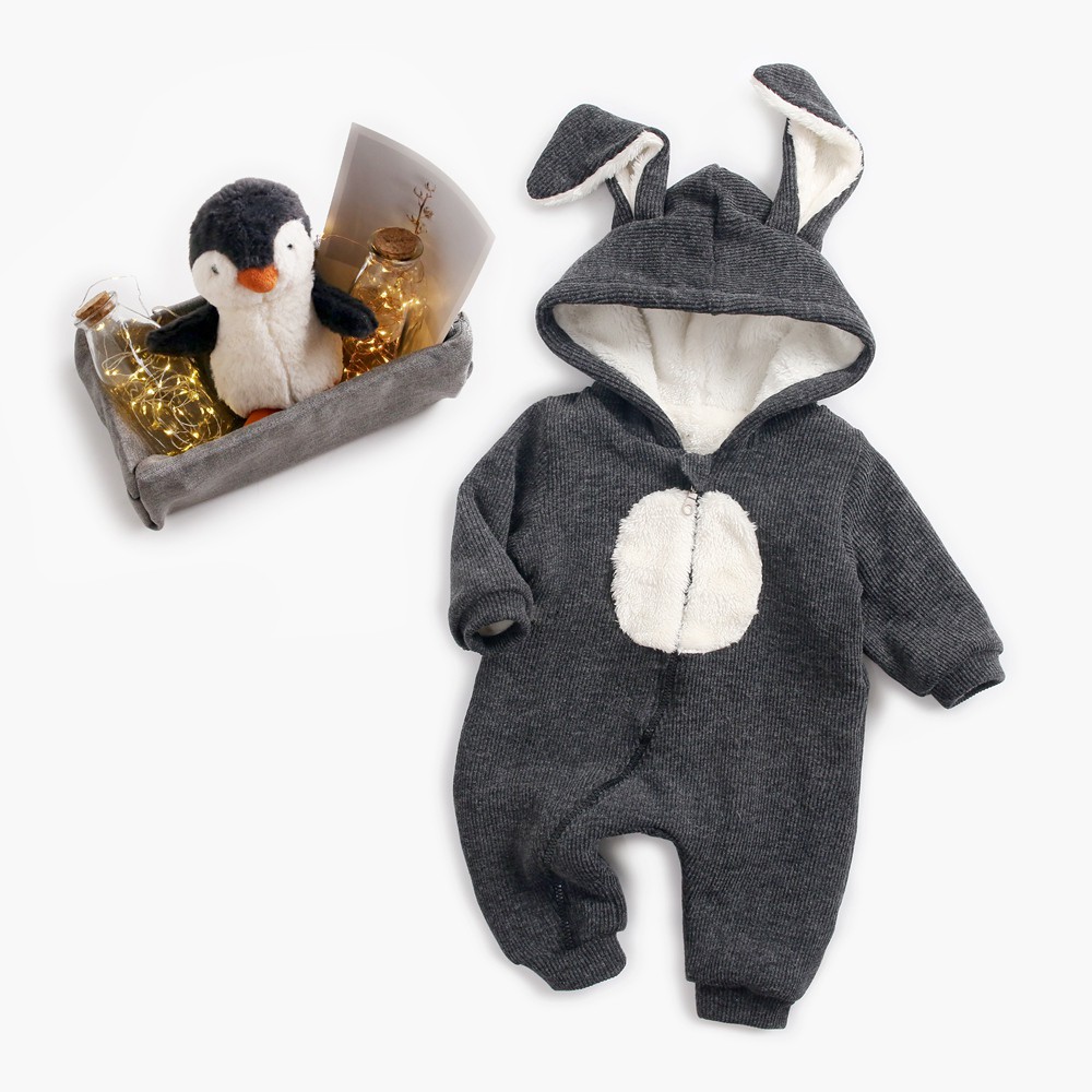 Áo Liền Quần Sanlutoz Màu Xám Đậm Có Mũ Dễ Thương Cho Bé Gái/bé Trai