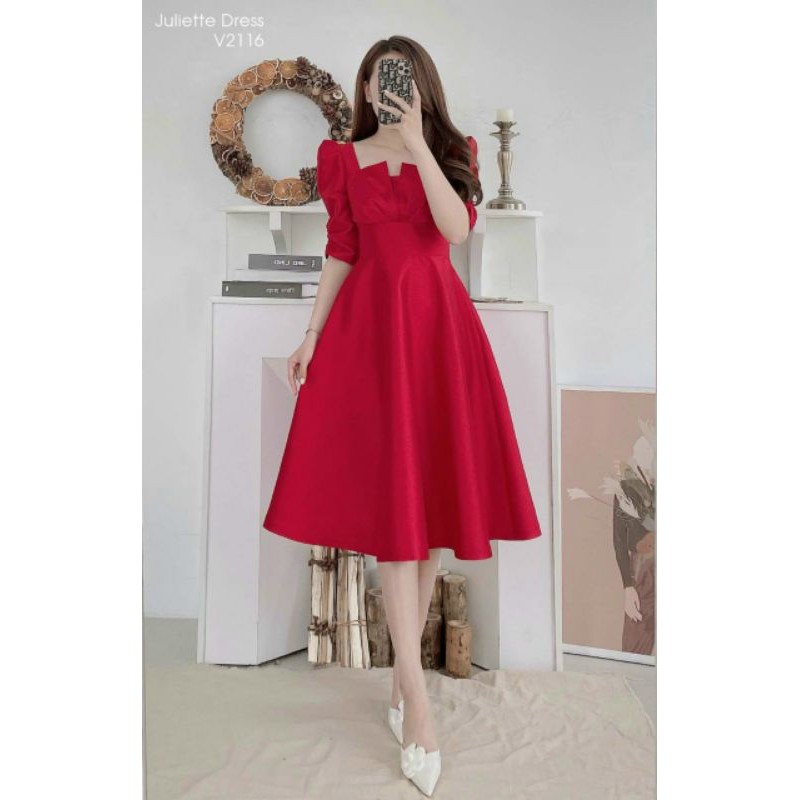 Váy nữ 💖FREESHIP💖 Đầm nữ đẹp - Váy đỏ thiết kế sang chảnh