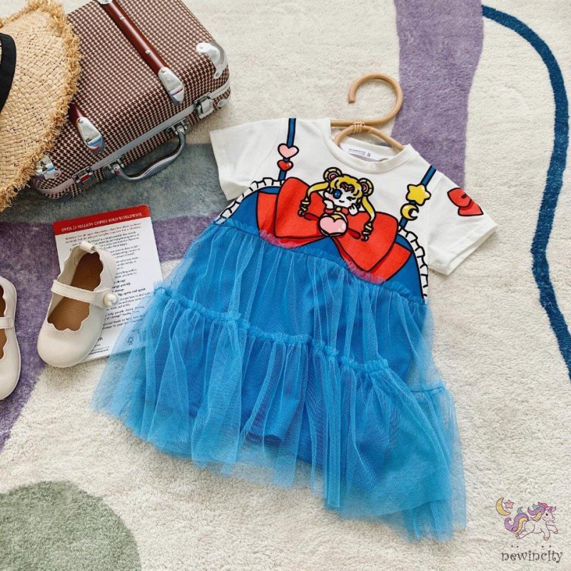 Đầm In Hoạt Hình Cho Bé Gái