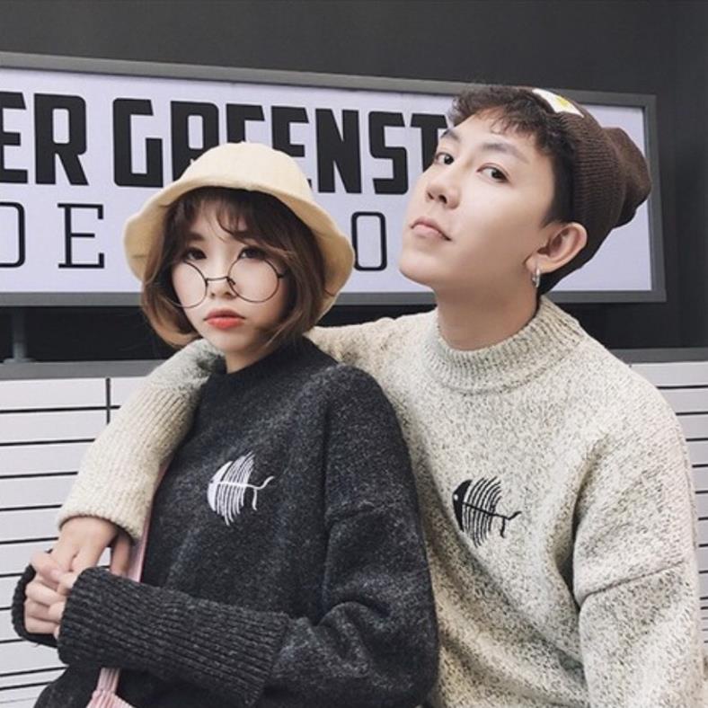 Áo Len Đôi Hình Xương Cá áo len couple -p0