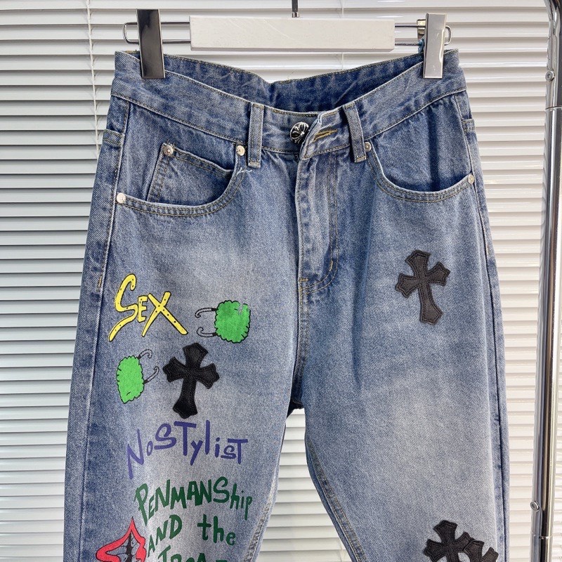 Quần Jeans Chrom Heart ống suông Pulvis 02 logo, Quần jeans CH Sơn Tùng