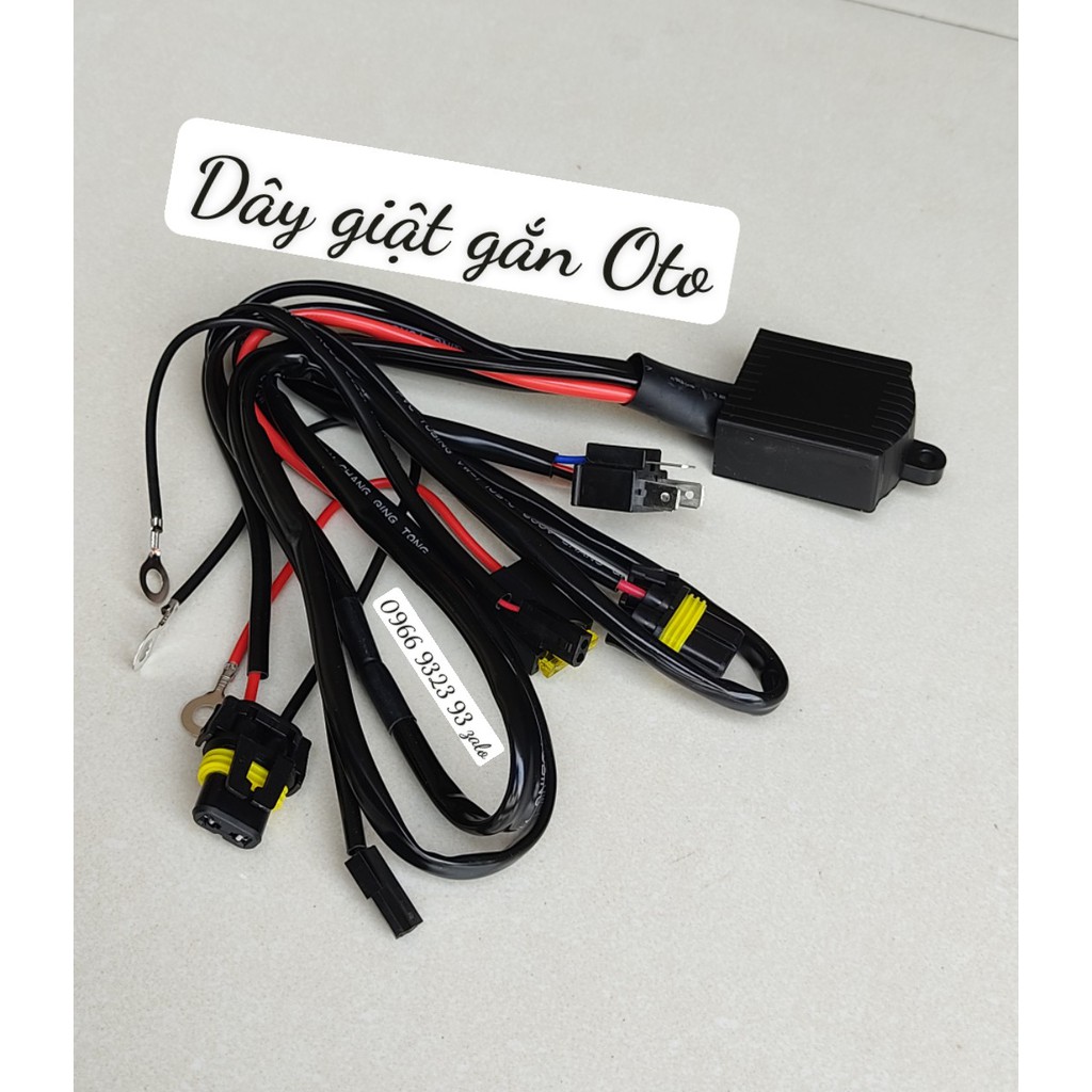 Bộ dây nguồn gắn bi cầu bi led bi xenon xe oto xe máy chân h4