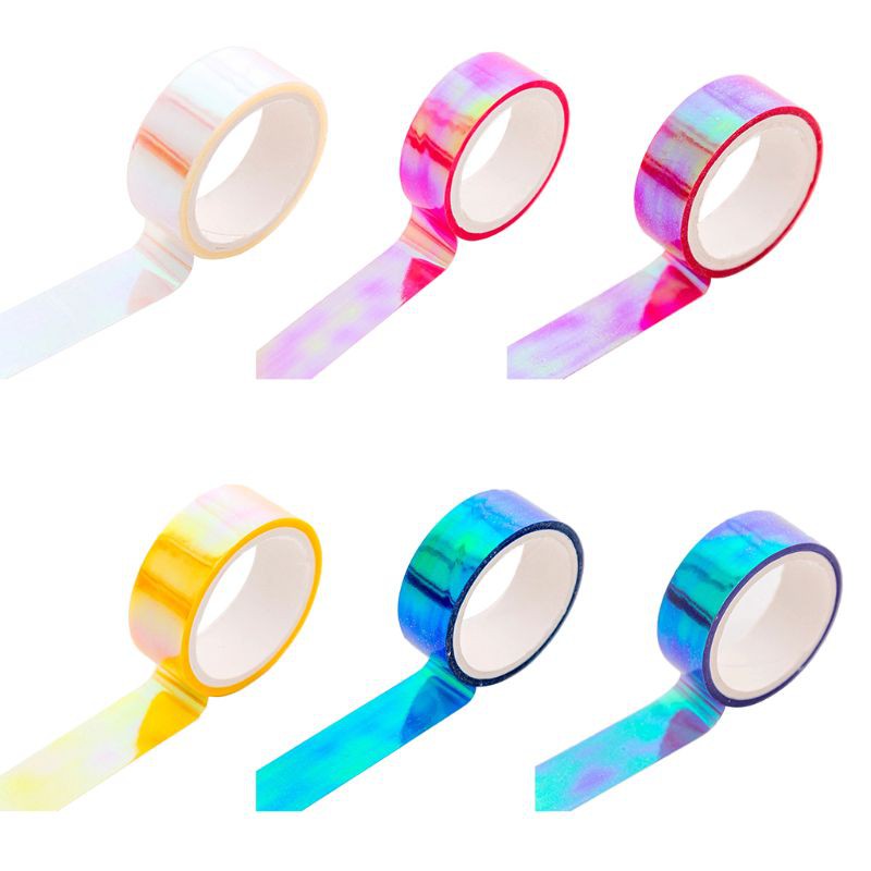Cuộn băng keo washi hiệu ứng màu laser dùng trang trí đồ thủ công độc đáo tiện dụng