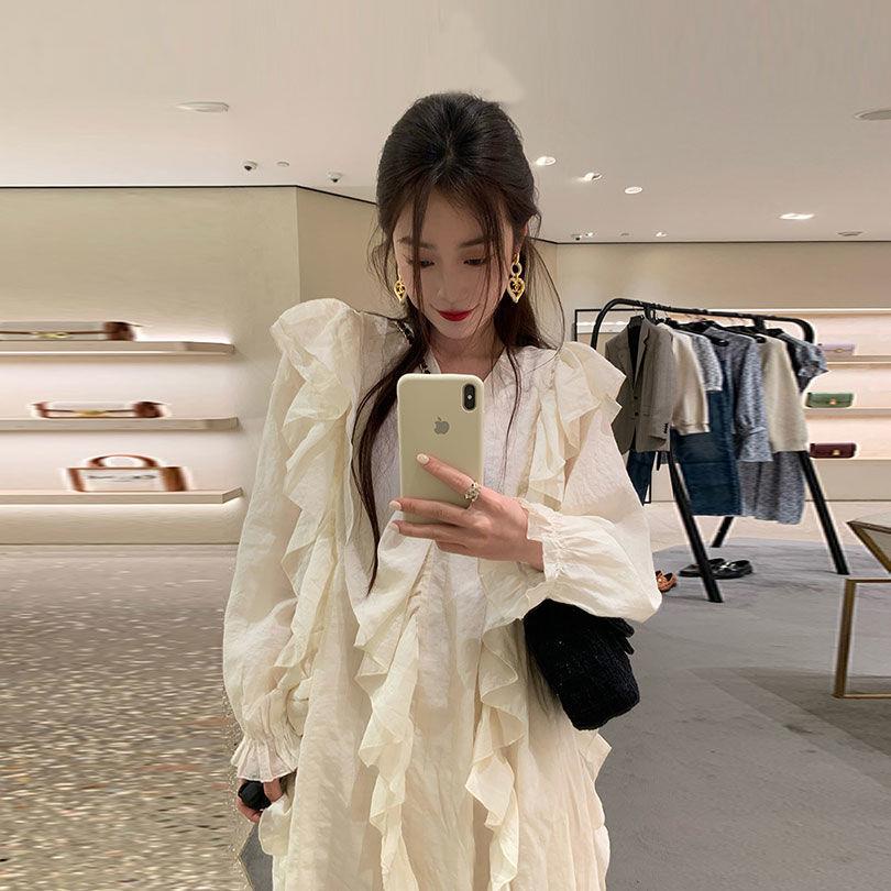 Sansan Đầm Dài Phong Cách Ngẫu Nhiên Thời Trang Mùa Xuân Hàng Mới 2022