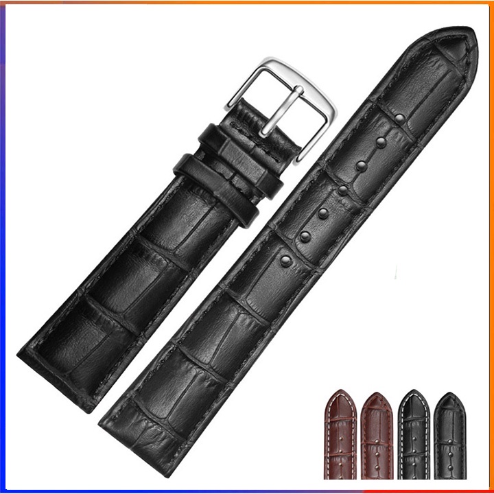 Dây đồng hồ nam Da bò dập vân nổi - Dây da đồng hồ nam cao cấp (Nhiều size)