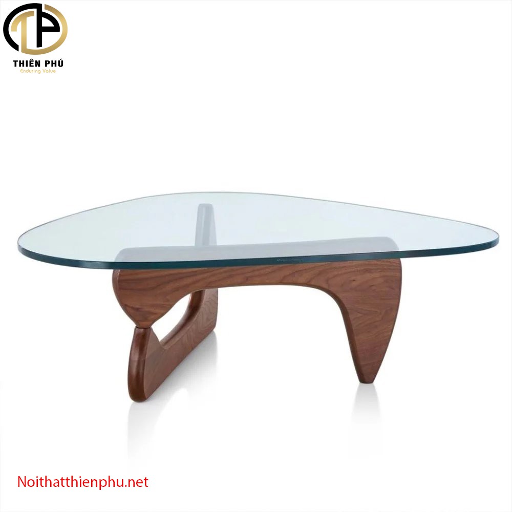 Bàn trà Noguchi Gỗ Sồi Màu Nâu Walnut Kết Hợp Kính Cường Lực Hàng Chất Giá Xưởng