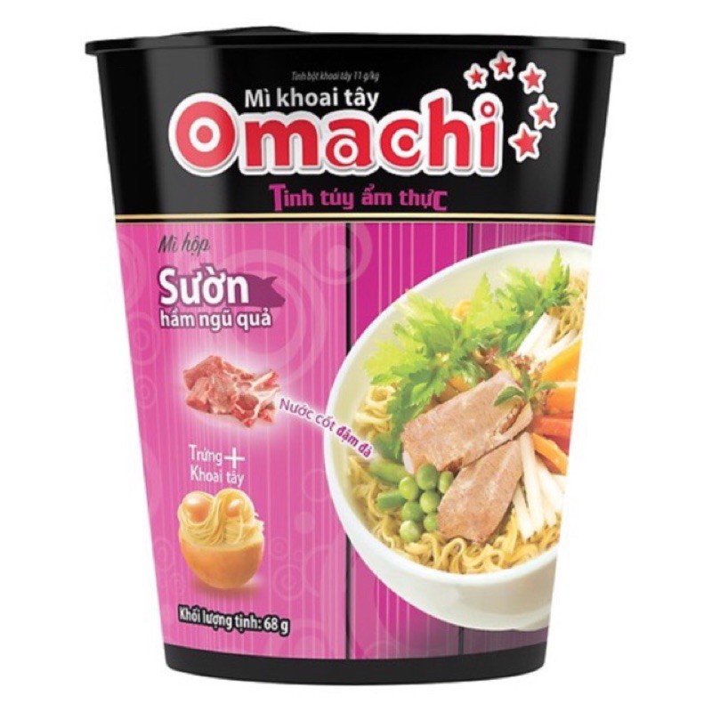 MÌ KHOAI TÂY OMACHI XỐT BÒ HẦM/ SƯỜN HẦM NGŨ QUẢ/ TÔM CHUA CAY CỐC 68G