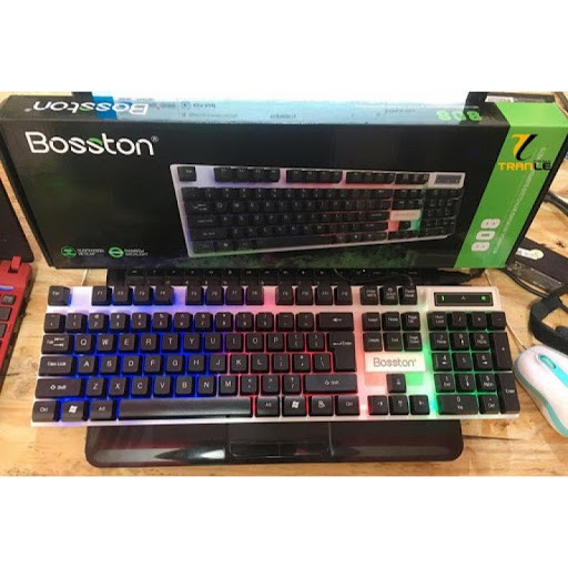 Bàn Phím Bosston 808 Có Dây Giả Cơ Led 7 màu RGB - Gaming Led Màu Trắng (chính hãng)